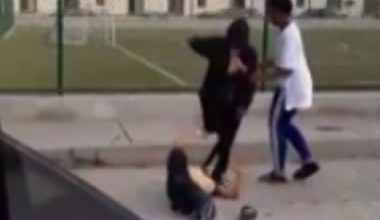 Bully Gets Her Top Ripped Off And Her Face Stomped