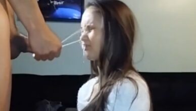 Fun Cunt Tries Her Best To Take A Messy Cum Facial