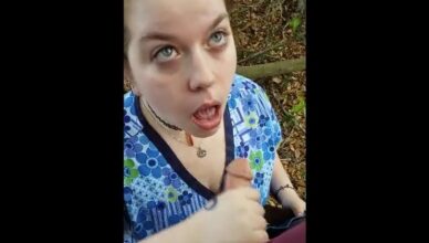 Busty MILF Has A Great Time Giving A Blow Job While In The Woods