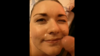 Cheating Wife Gives Blow Job Then Takes Cum Facial